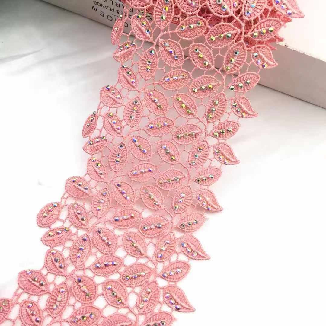 hot fix crystal rhinestone beaded milky fiber polyester cotton tassel fringe Polyester Fringe lace trimming macrame Lace
