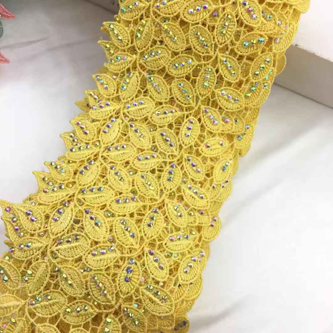hot fix crystal rhinestone beaded milky fiber polyester cotton tassel fringe Polyester Fringe lace trimming macrame Lace