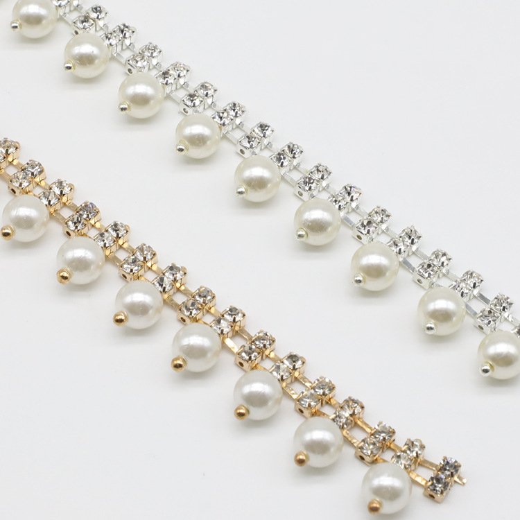Wholesale Vintage Mental Welding Claw Crafts Glass Pearl Crystal Cup Chain Rhinestone Trim Garment Accessories Rhinestone
