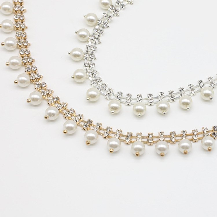Wholesale Vintage Mental Welding Claw Crafts Glass Pearl Crystal Cup Chain Rhinestone Trim Garment Accessories Rhinestone