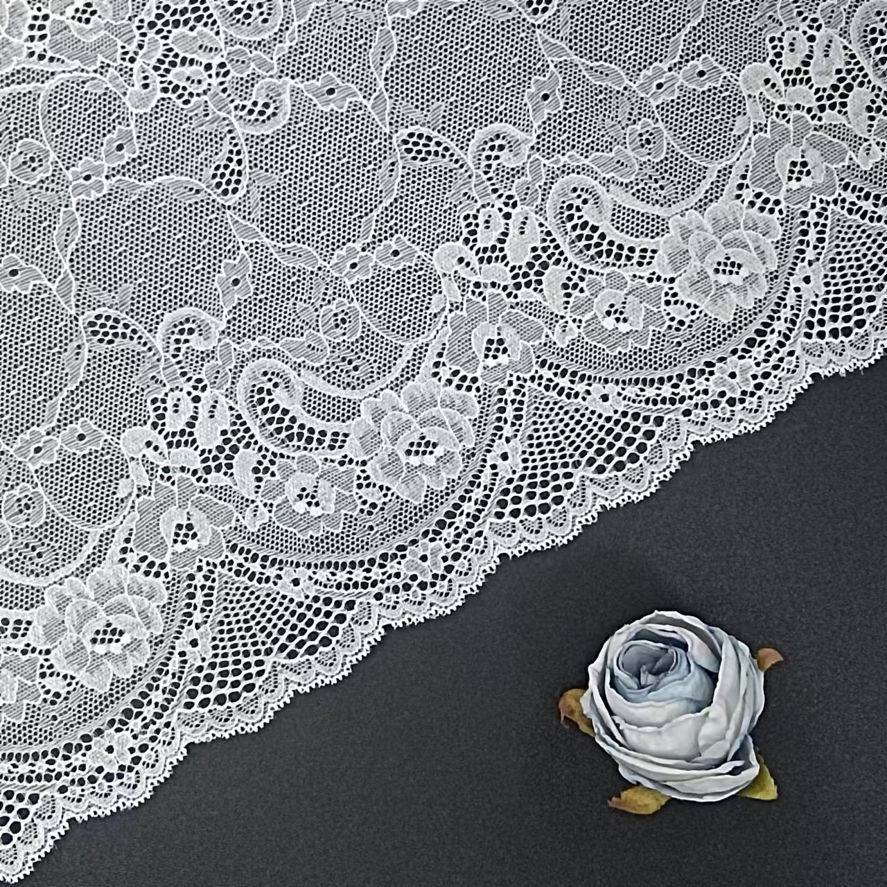 Floral Lingerie Lace Trim White Voile Nylon Spandex Lace Fabrics for Sexy Women's Underwear
