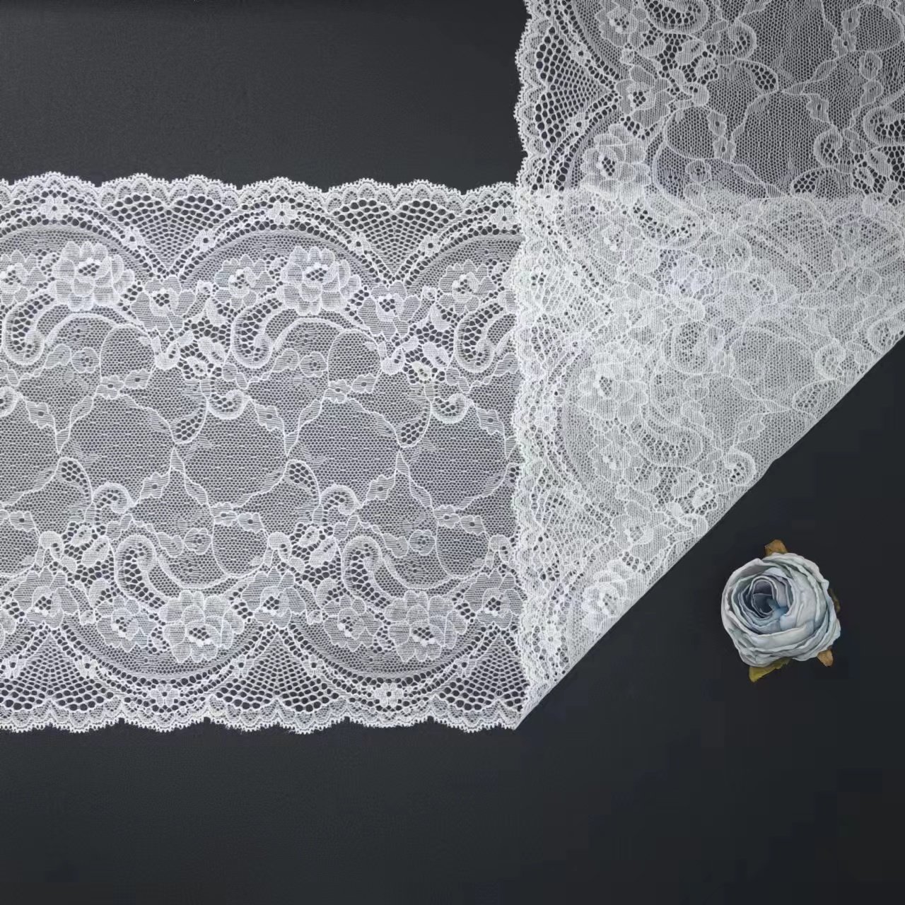 Floral Lingerie Lace Trim White Voile Nylon Spandex Lace Fabrics for Sexy Women's Underwear