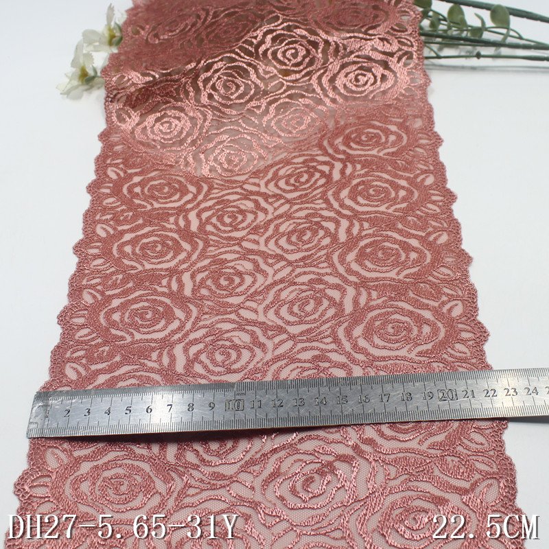 Factory Wholesale Lingerie Accessories Women Underwear Lace Romantic rose Flower Lace Fabric 22cm net brown Embroidery Lace trim