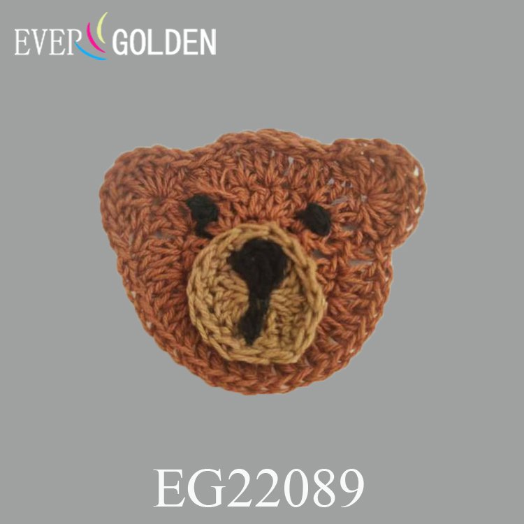 Cute Brown Bear Accessories Animal Embellishes Clothes Decoration Crochet Appliques For Crochet Trim Garment Patch