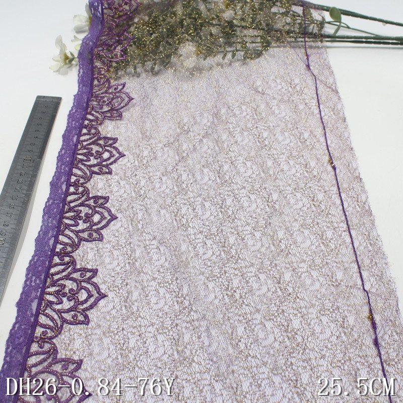 Black net Lace with gold thread 21cm Floral Embroidery Lace Polyester Nylon Lace Trim for Ladies dress