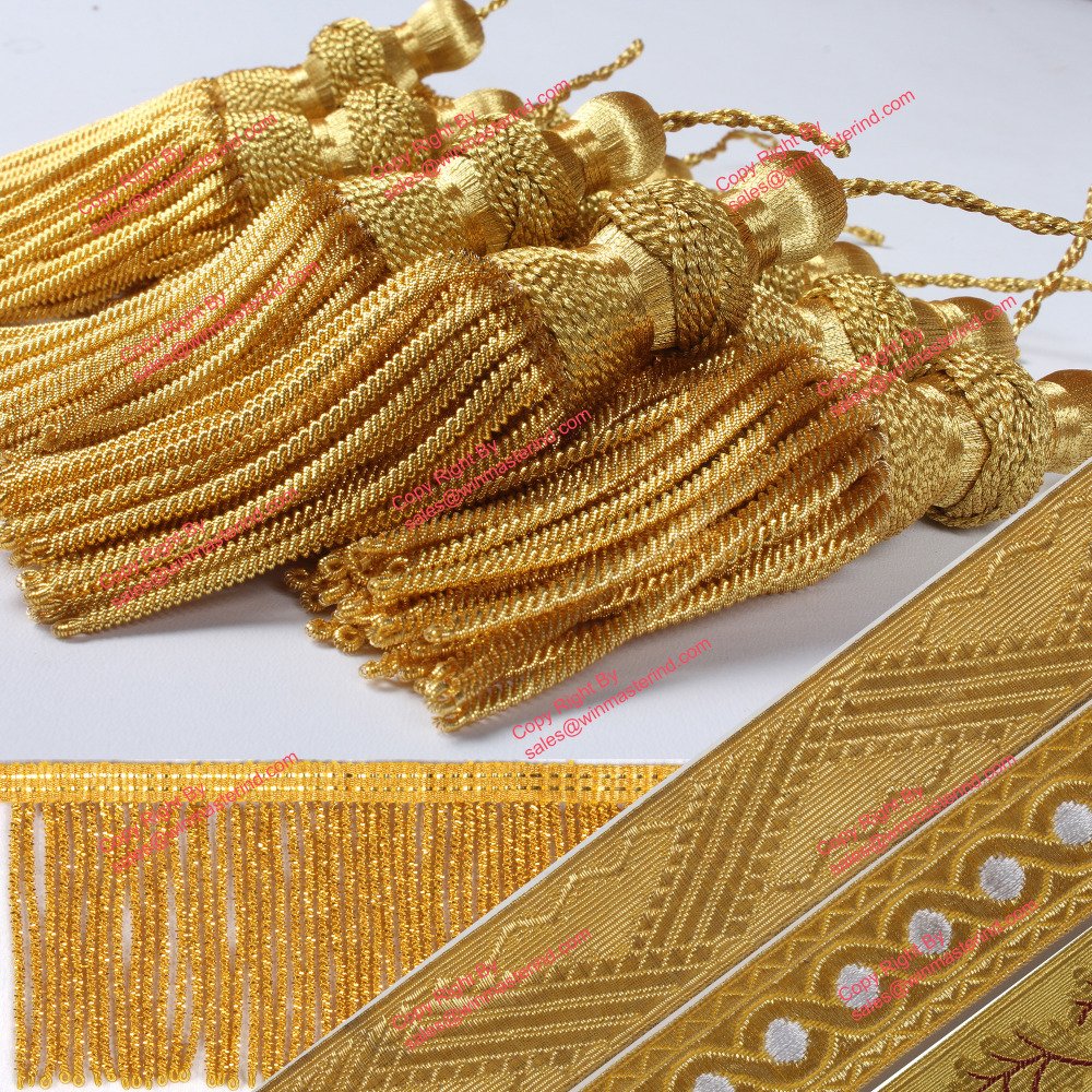 Antique French gold bullion fringe trim trimming