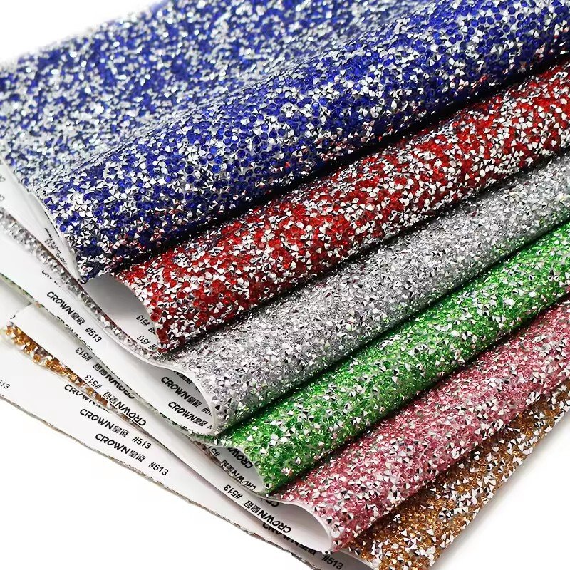 Custom stock Free sample hotfix rhinestone sticker transfer trimming sheets Mesh Resin
