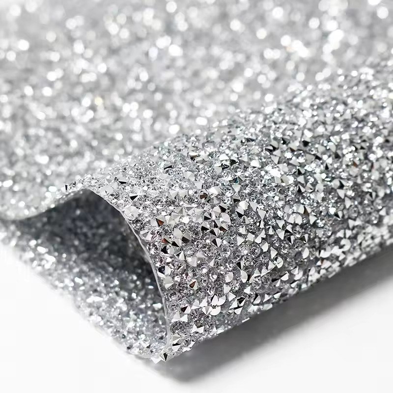 Custom stock Free sample hotfix rhinestone sticker transfer trimming sheets Mesh Resin