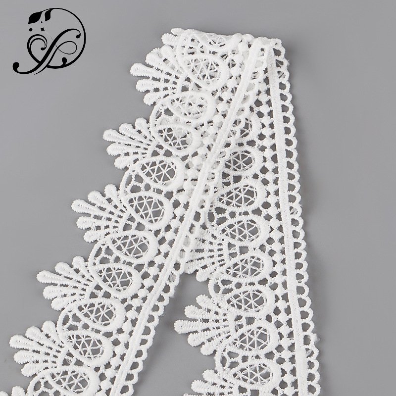 factory white lace trim for curtains dress water-soluble 4.5cm picot edged embroidery lace band