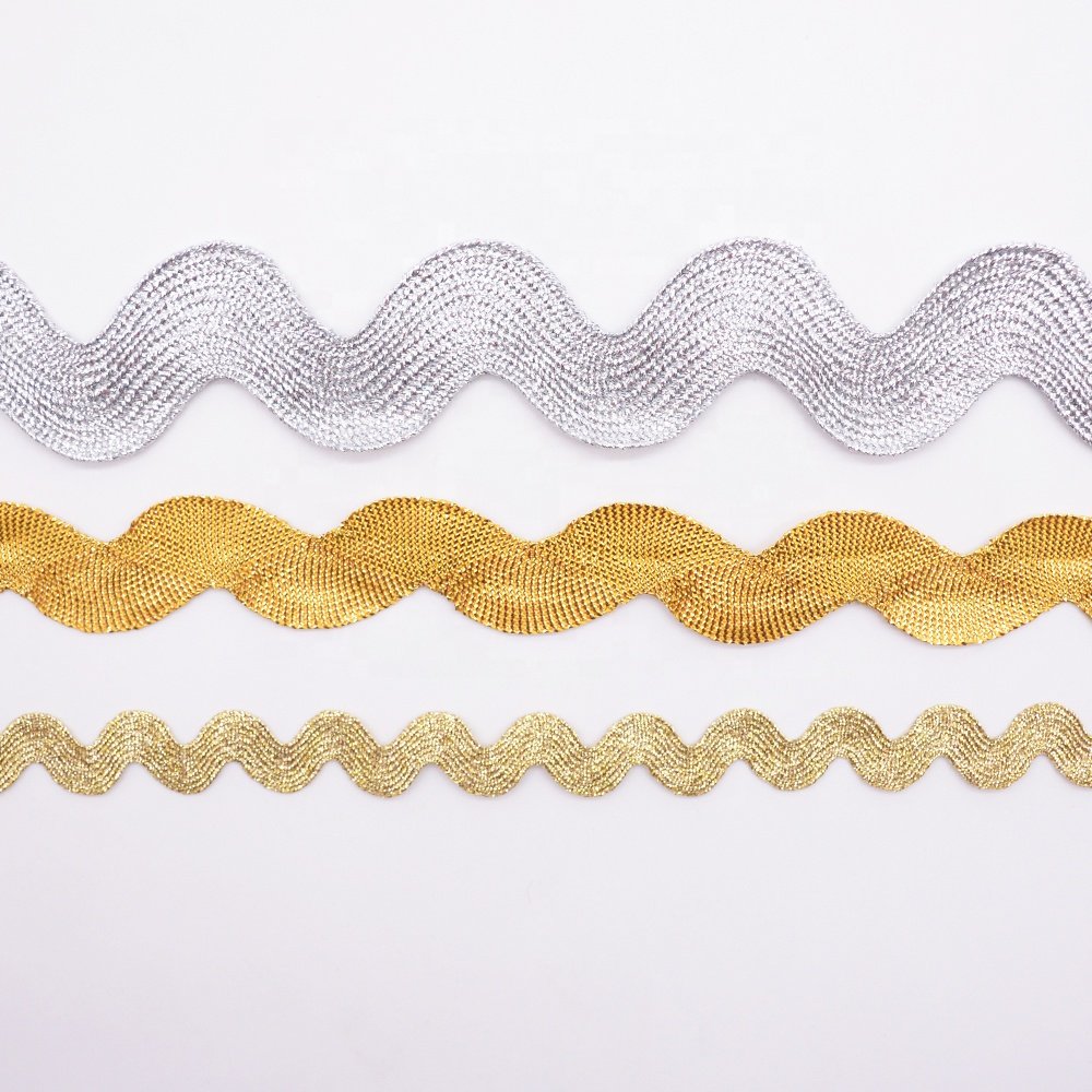 Custom braid gold metallic ric rac trim gold rick rack ribbon tape