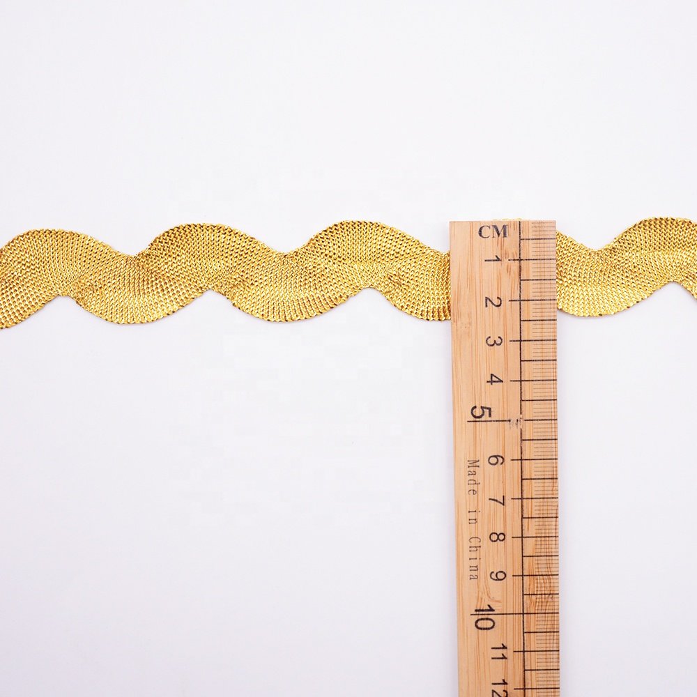 Custom braid gold metallic ric rac trim gold rick rack ribbon tape