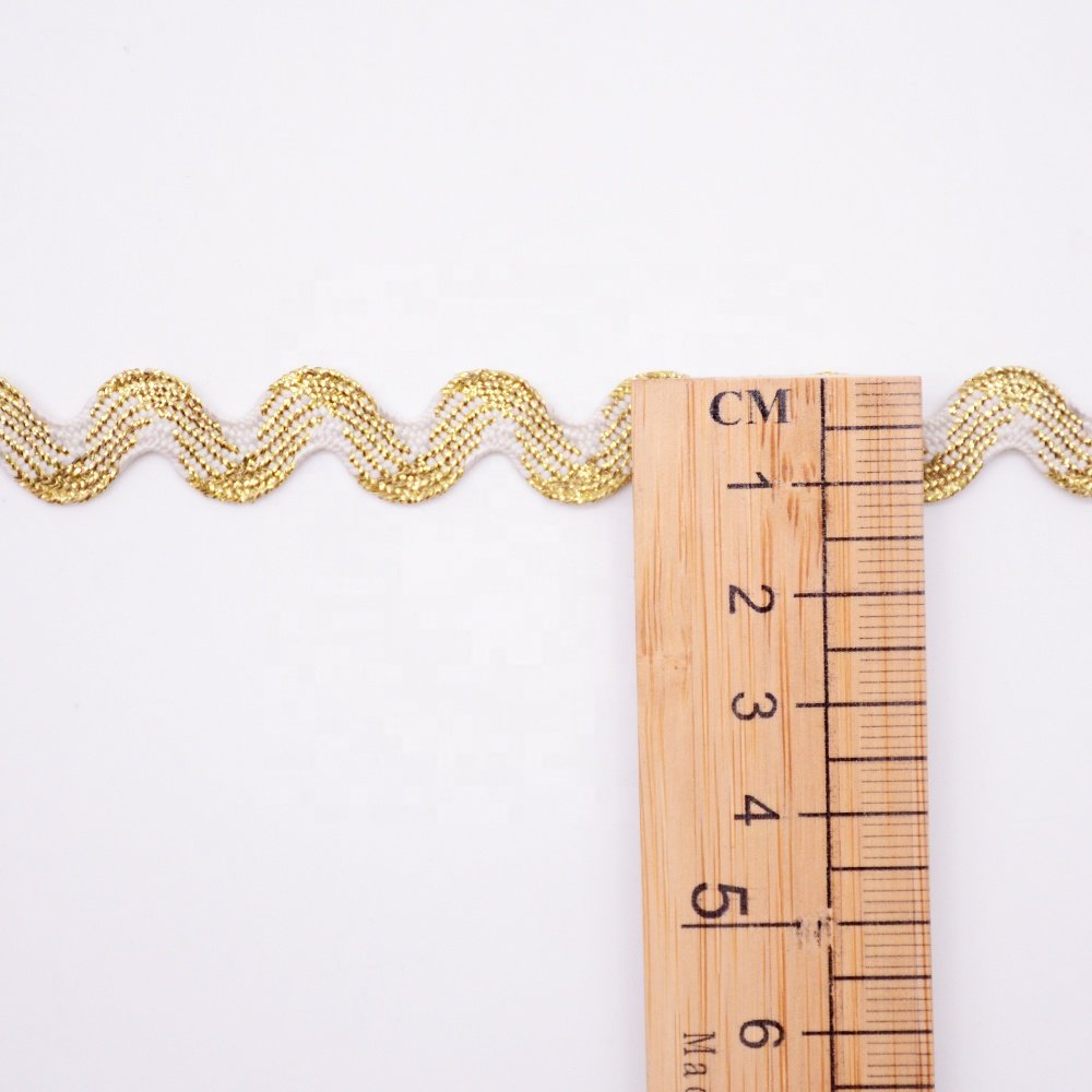 Custom braid gold metallic ric rac trim gold rick rack ribbon tape