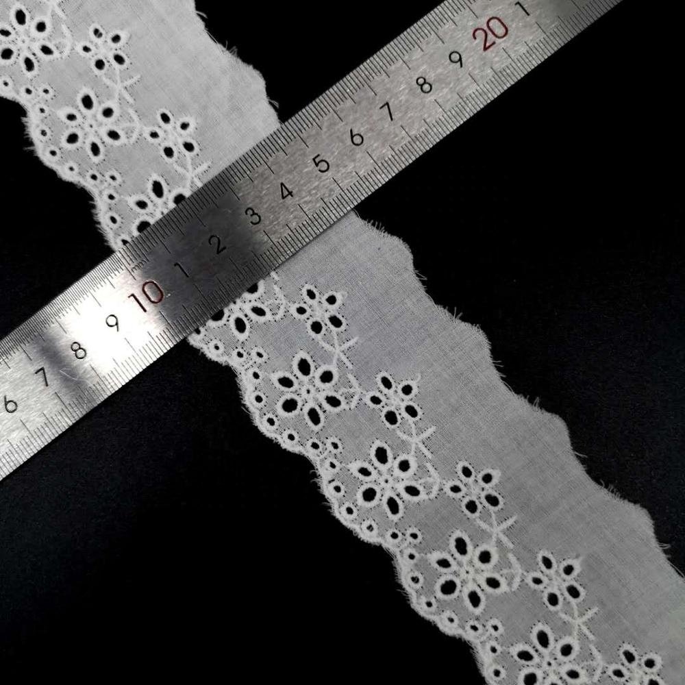New wholesale embroidery designs flower lace White color cotton eyelet lace trim for clothing