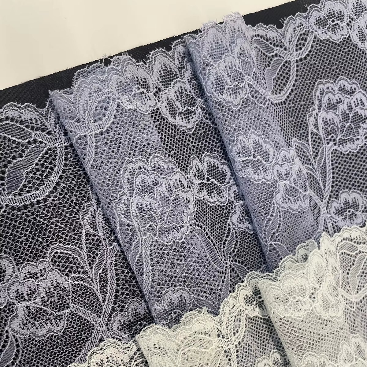 Classic Floral Stretch Lace Fabric 24cm Wide Elastic Spandex Nylon Lace Trim for Lingerie Bra Dress