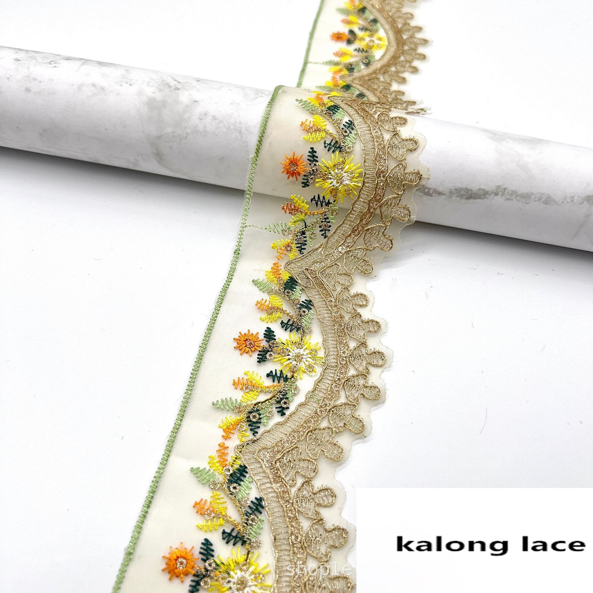 width 7 cm Bohemia embroidery necklace Lace Trimming gold yard tulle Lace ribbon for Butterfly Knot curtain dress