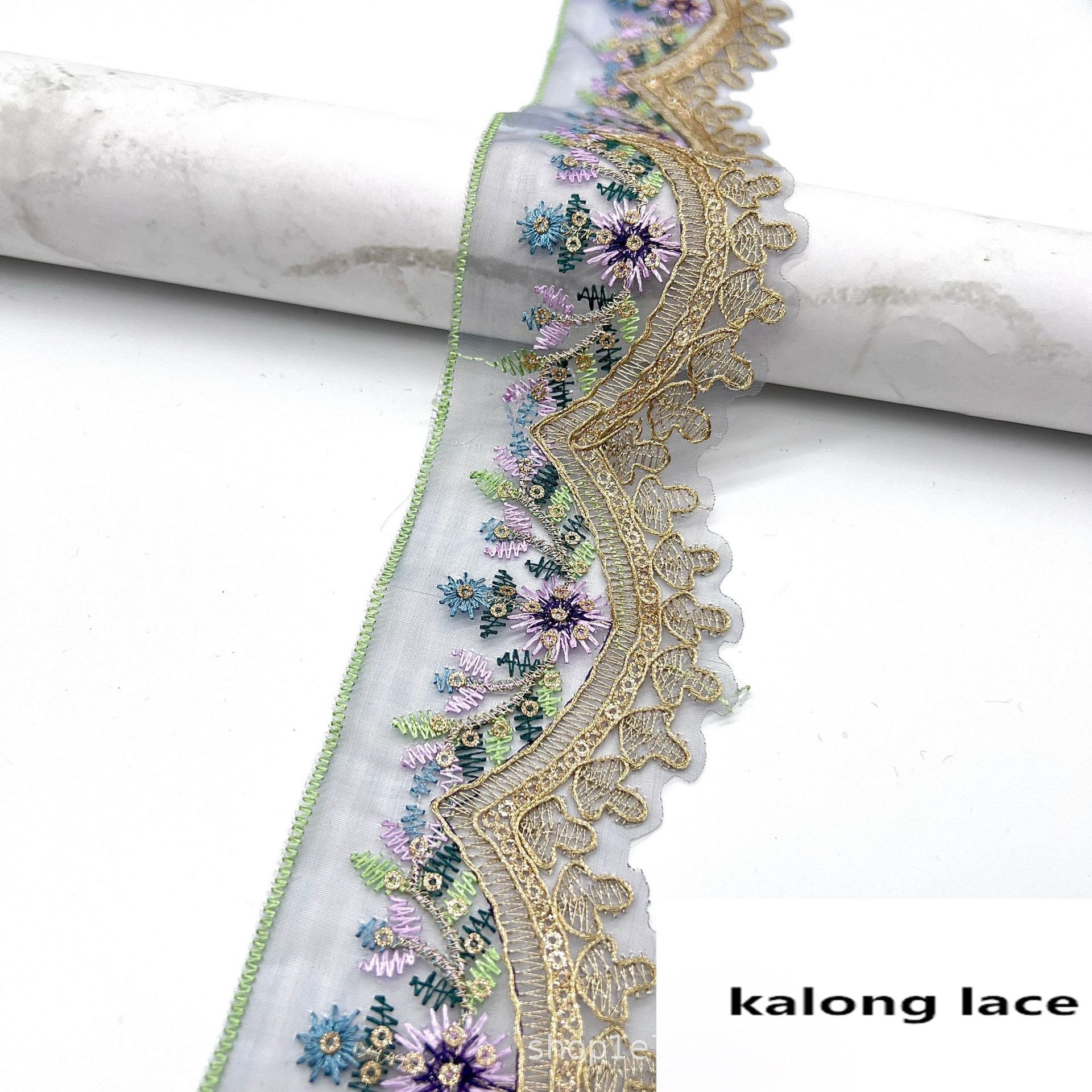 width 7 cm Bohemia embroidery necklace Lace Trimming gold yard tulle Lace ribbon for Butterfly Knot curtain dress