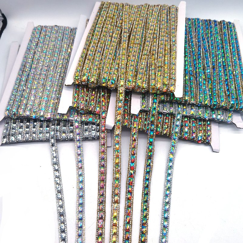Carnival Crafts Supply Customize Different Colors Rhinestone Ribbon Chain Trims For DIY Garment Processing Accessories