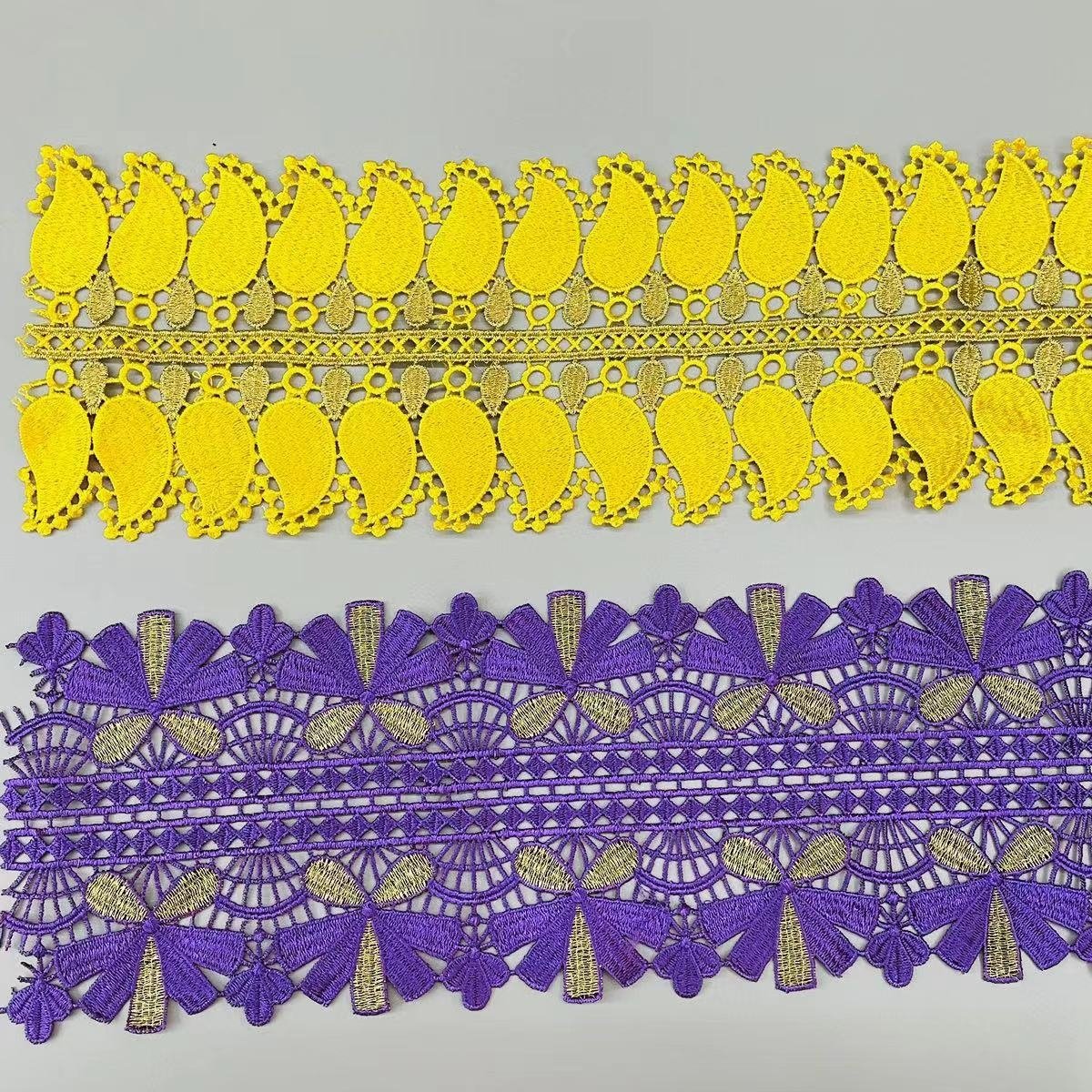 Colorful African Lace Trim Metallic Multi color Embroidery Lace
