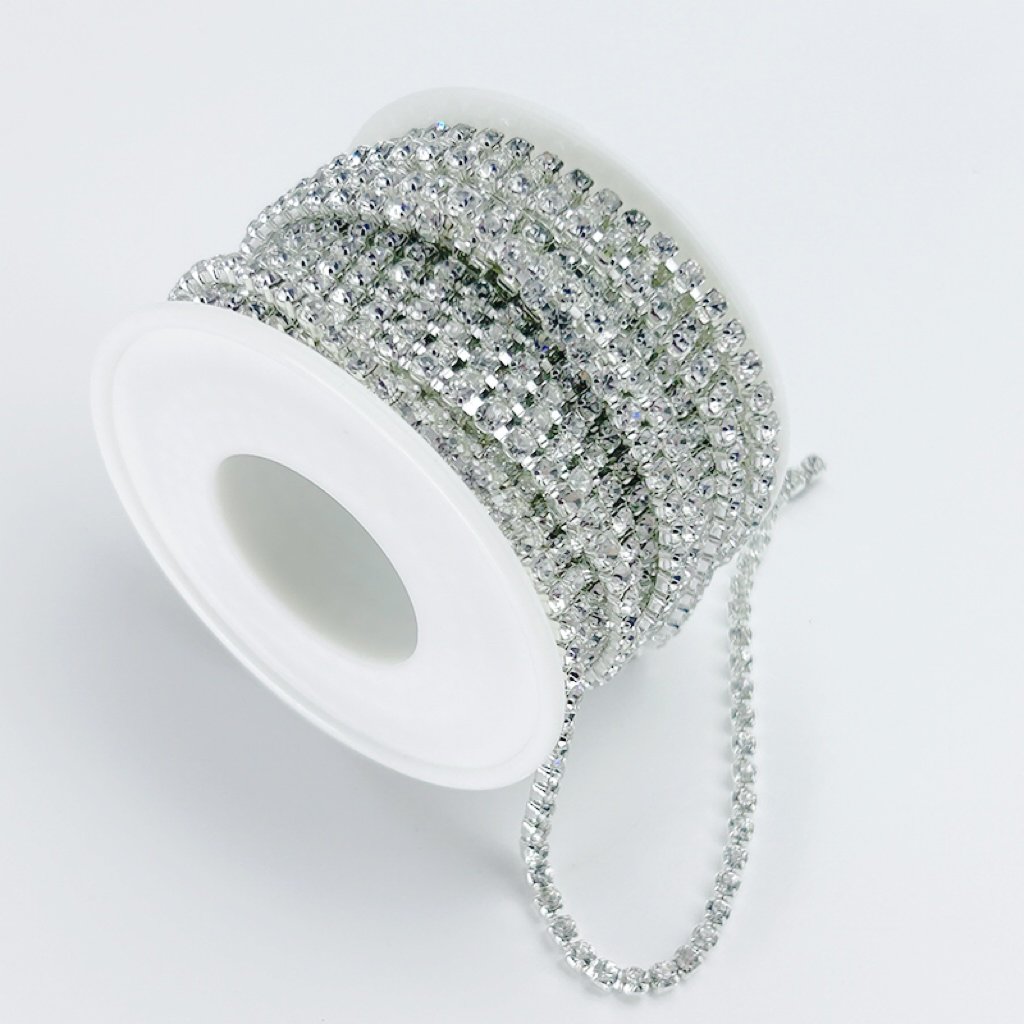Wholesale Sew-On Rhinestone Cup Chain Strass Roll Trim with Glass Crystal for Shoes and Bags Decoration