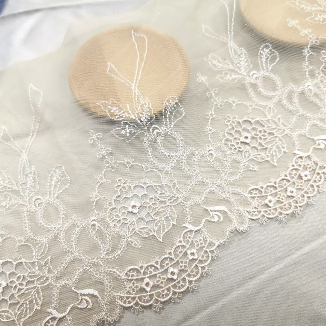 China Wholesale Factory OEM Garment Underwear accessories Shiny Embroidery Tulle Lace Trim Mesh Lace trim