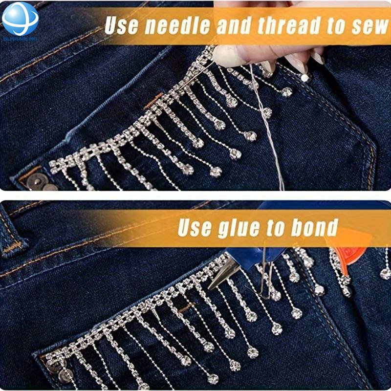 Sparkly Clear Crystal Ribbon Tassel Chain Trimming Rhinestone Cup Chain For Wedding Party Dress Necklace DIY Sewing Craft Decor