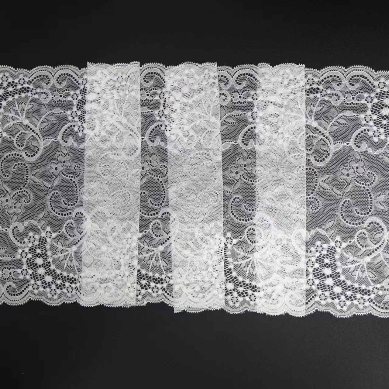 24 cm Width Floral Lace Trim White Voile Nylon Spandex Lace Fabrics for Women's Bra Sexy Lace Fabric Decoration