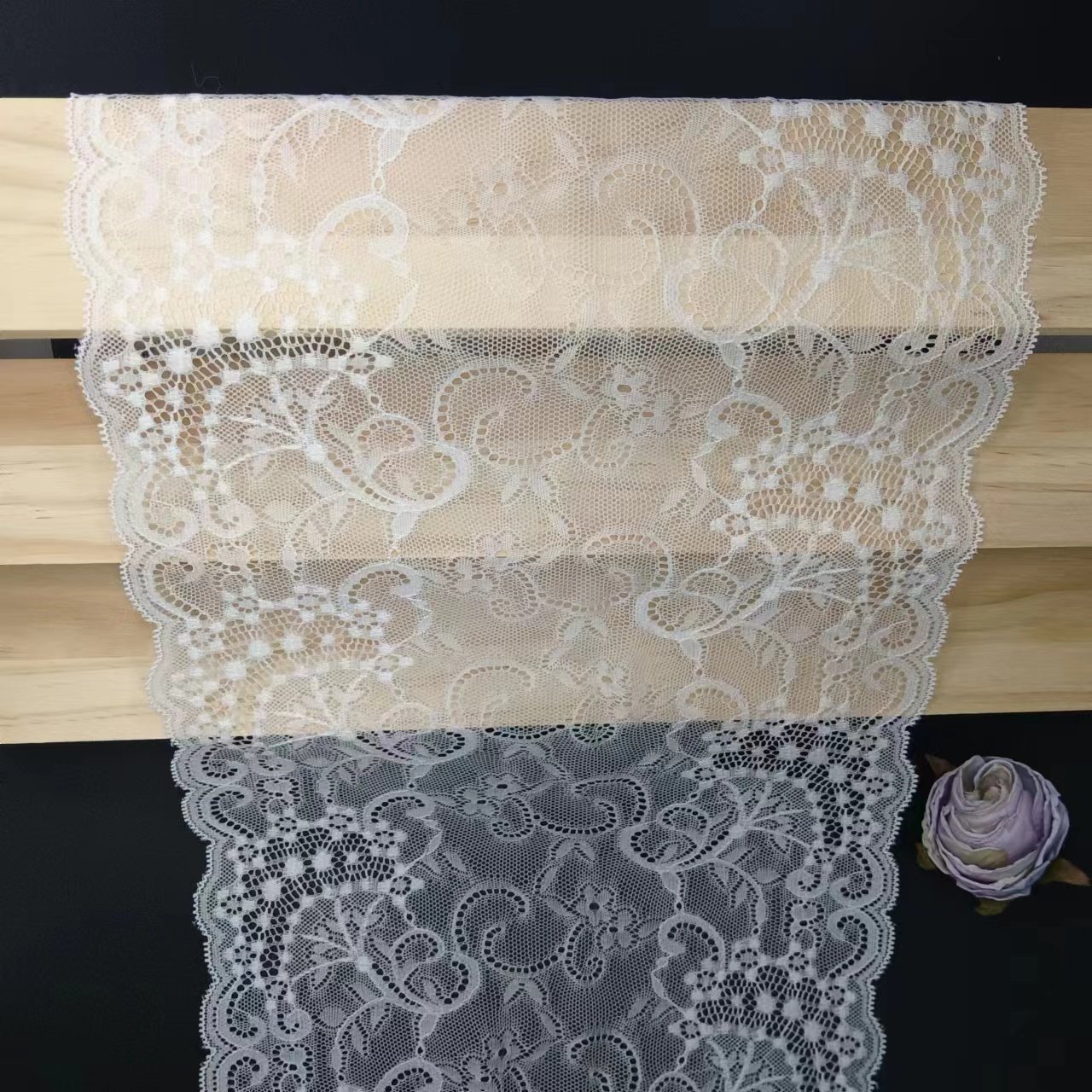 24 cm Width Floral Lace Trim White Voile Nylon Spandex Lace Fabrics for Women's Bra Sexy Lace Fabric Decoration