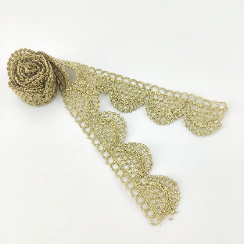 High Quality Golden Embroidered Polyester Ribete de Encaje Lace Trimming Fabric Guipure Lace for Wedding Dresses Clothes-XYJB30