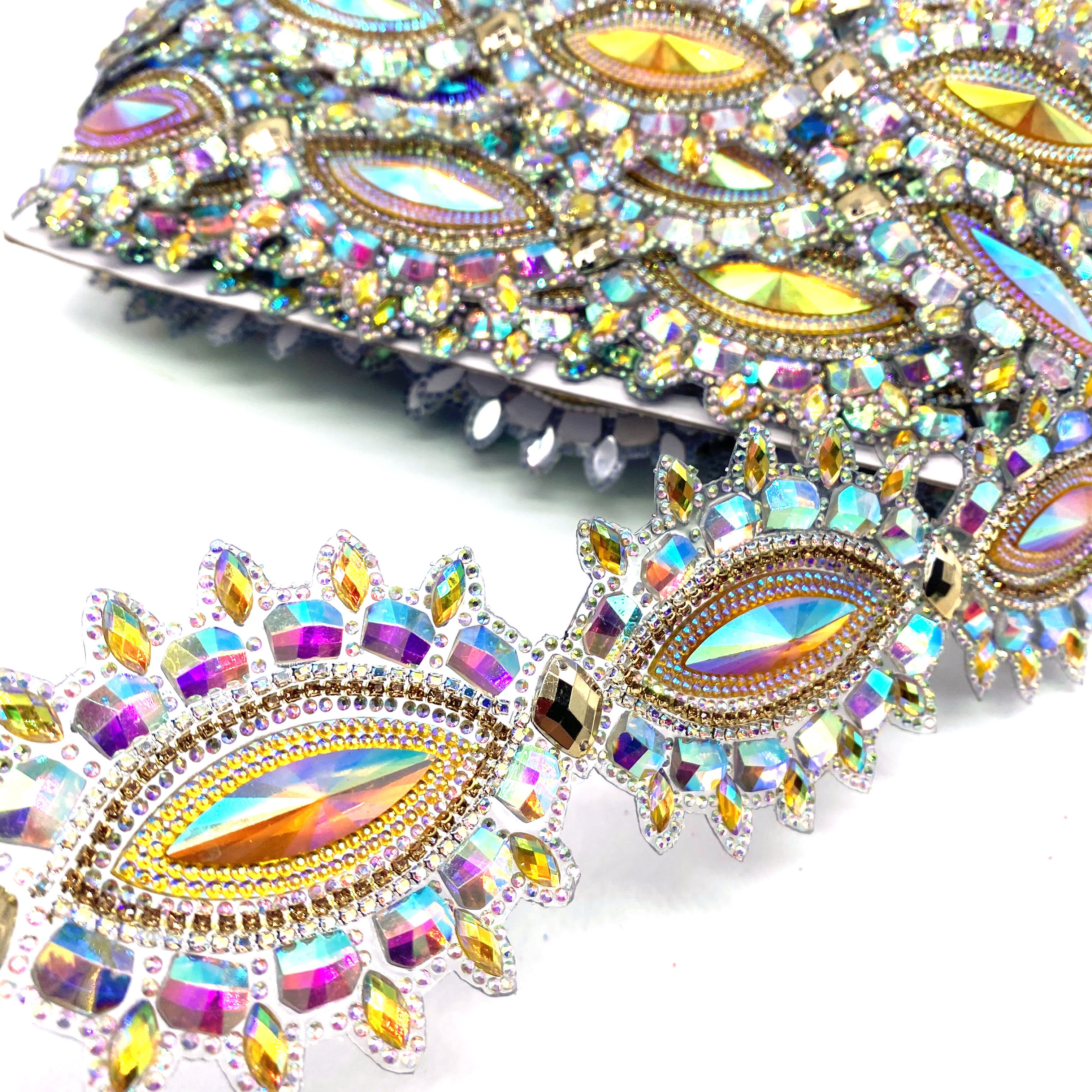 2024 Hotfix Resin Rhinestone Diamond Trims Gem Patch Resin Applique for Shoes Garments Bags Caribbean Style Carnival Decorations