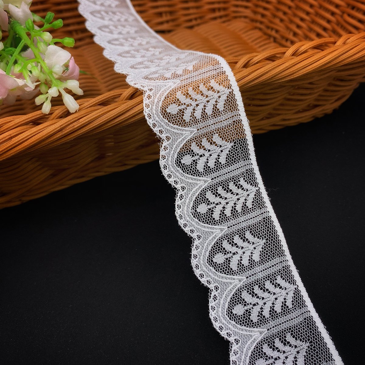 High Quality Factory Non Stretch Mesh Lace Narrow Spandex Nylon Elastic Lace Trim For Dress