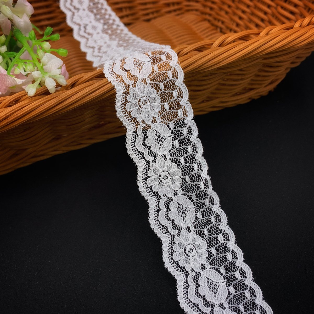 High Quality Factory Non Stretch Mesh Lace Narrow Spandex Nylon Elastic Lace Trim For Dress