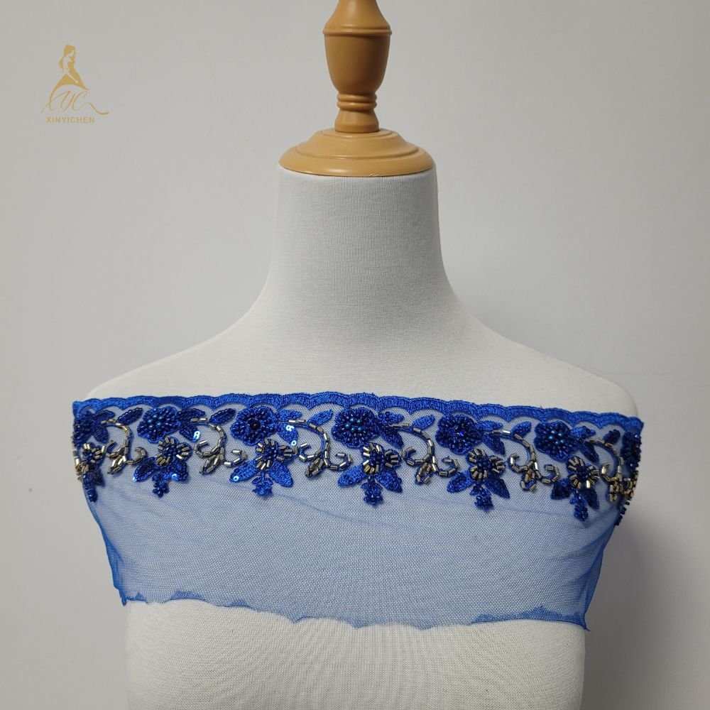 or standard good price indian george lace trim design china wholesale rhinestone trimming lace fabric for dress