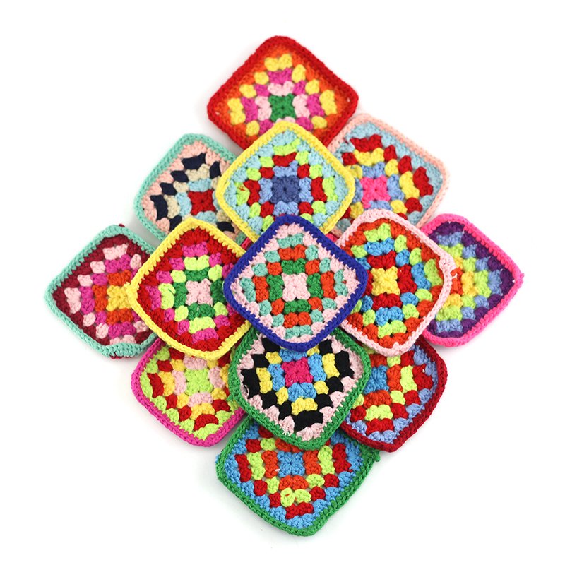 Classic handmade crochet motif trims granny square crochet pocket decoration DIY clothing accessories