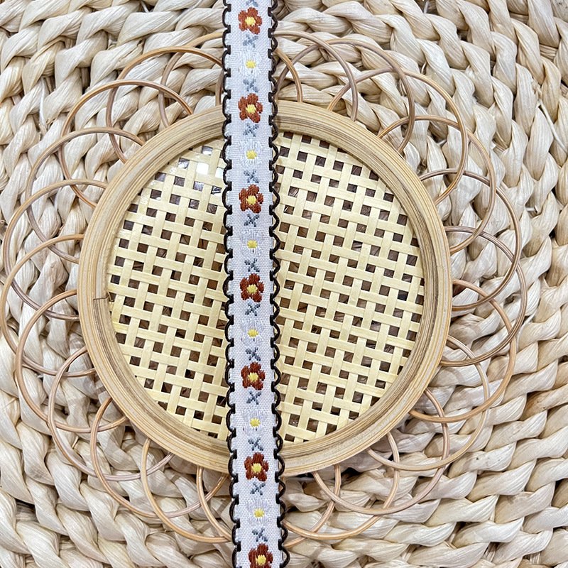 wholesale 1.2cm small floral ethnic woven belt Dacron polyester Satin Ribbon