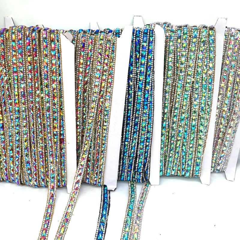 2025 Trinidad Carnival Costume Decoration Accessory Various Colors Iron Iridescence Resin Rhinestone Trimming in Stock