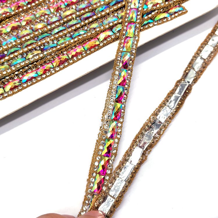 2025 Trinidad Carnival Costume Decoration Accessory Various Colors Iron Iridescence Resin Rhinestone Trimming in Stock