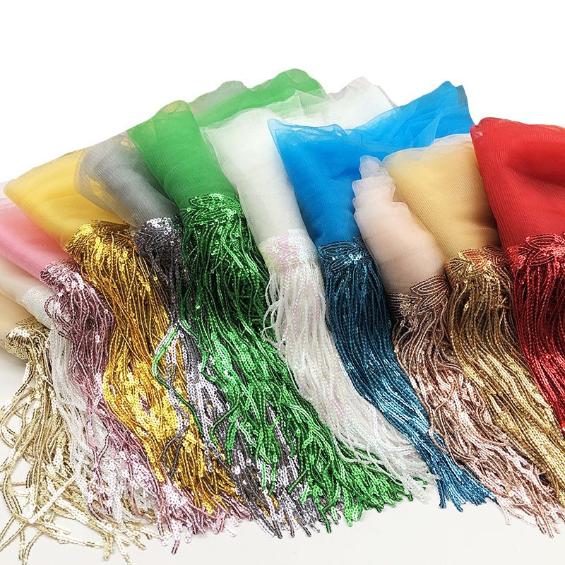 Multi-Color Fringe Embroidered Leaf Sequins Tassel Tulle Lace Trim Wedding Dress Lace Trimming Garment Decoration Accessories