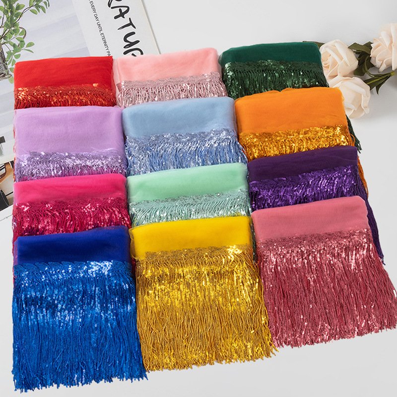 Multi-Color Fringe Embroidered Leaf Sequins Tassel Tulle Lace Trim Wedding Dress Lace Trimming Garment Decoration Accessories