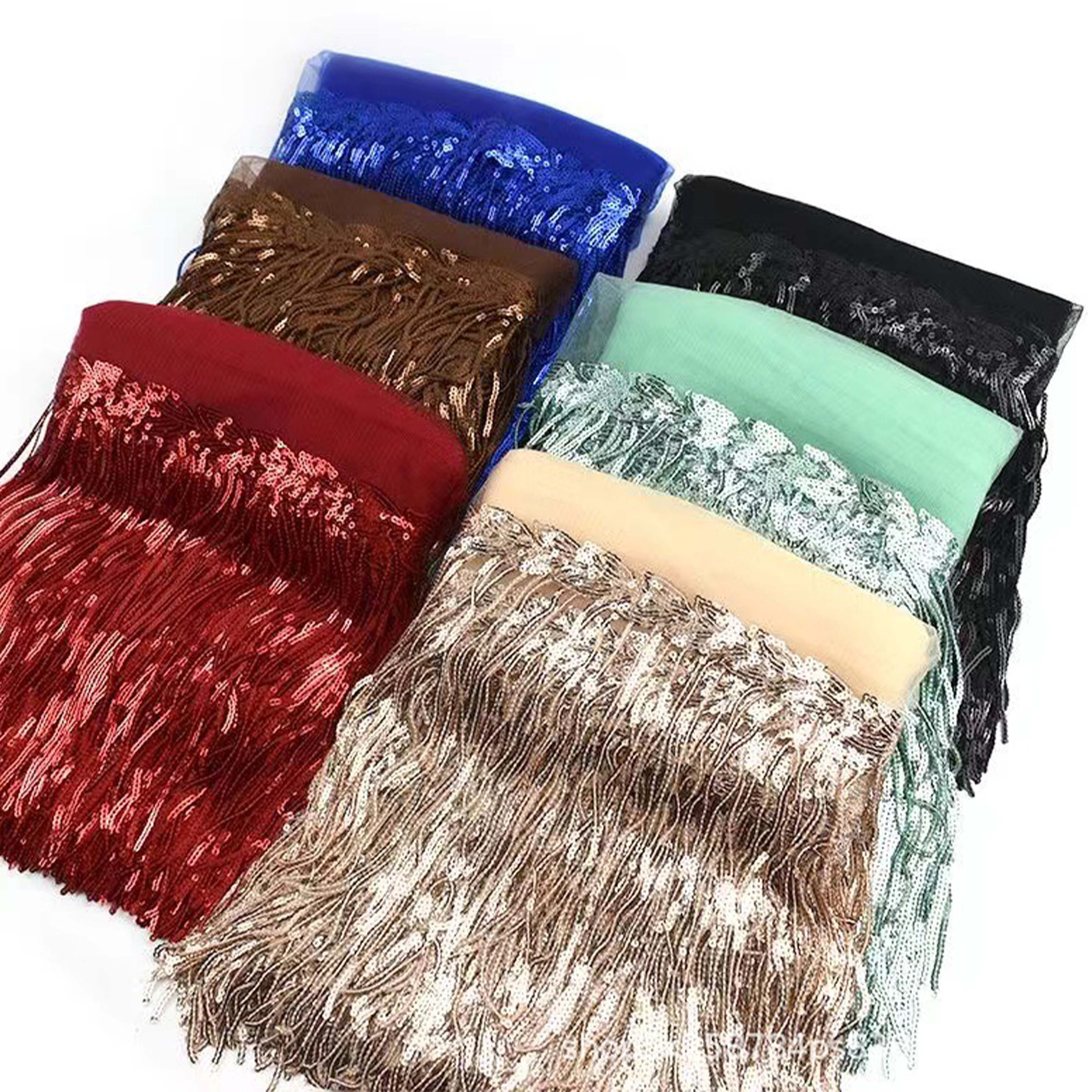 Multi-Color Fringe Embroidered Leaf Sequins Tassel Tulle Lace Trim Wedding Dress Lace Trimming Garment Decoration Accessories