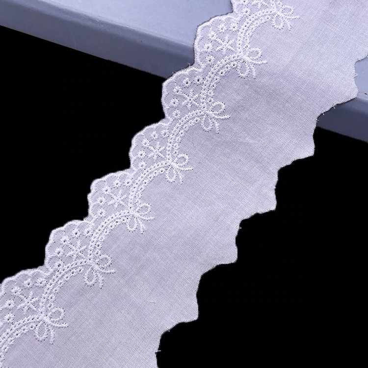 white Water Soluble Embroidery Lace Trim Cotton Lace Fabric Women Dress Border Lace Fabrics