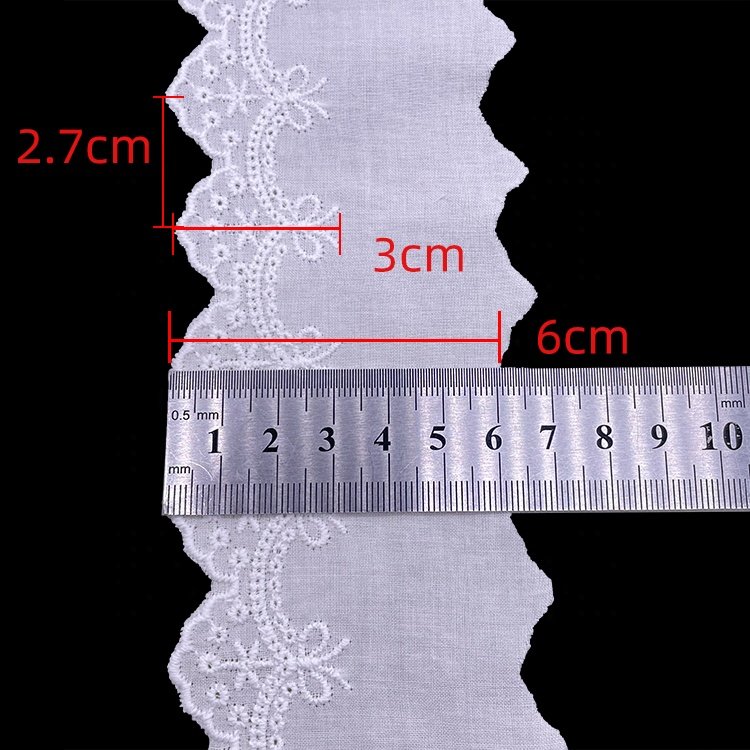 white Water Soluble Embroidery Lace Trim Cotton Lace Fabric Women Dress Border Lace Fabrics