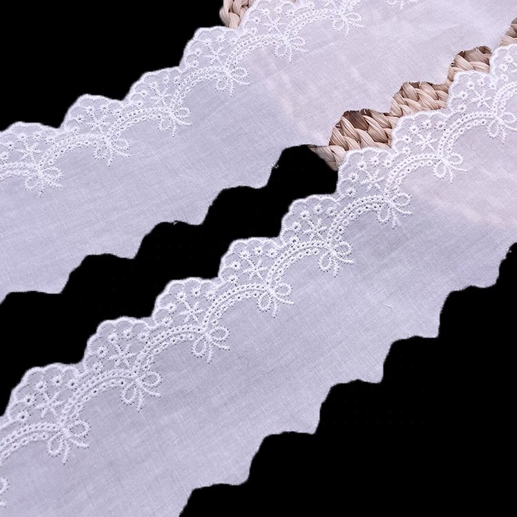 white Water Soluble Embroidery Lace Trim Cotton Lace Fabric Women Dress Border Lace Fabrics