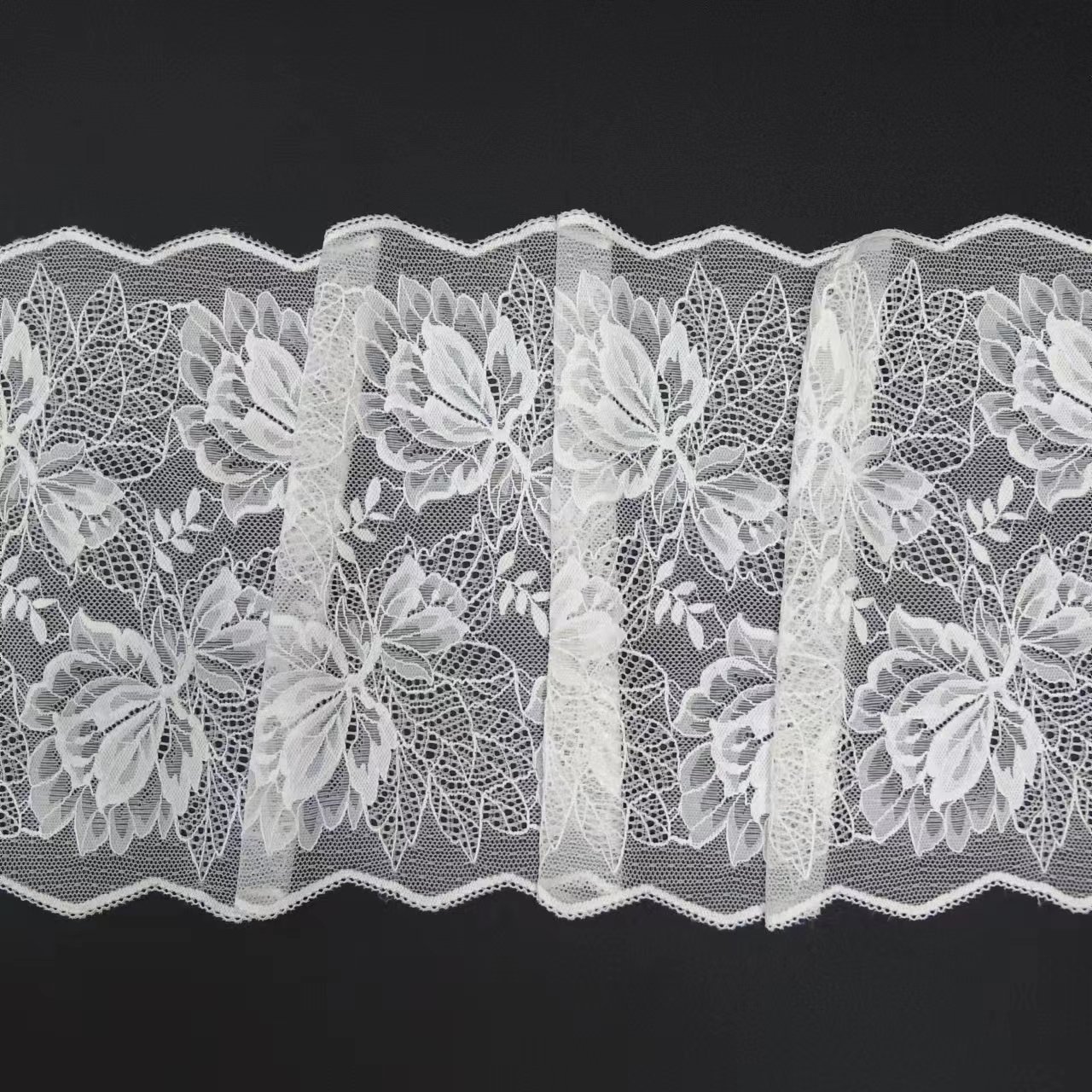 Elegant Custom Guipure Lace border Flower Voile Soft Tulle Nylon Spandex Elastic Lace Trim for Underwear Bra
