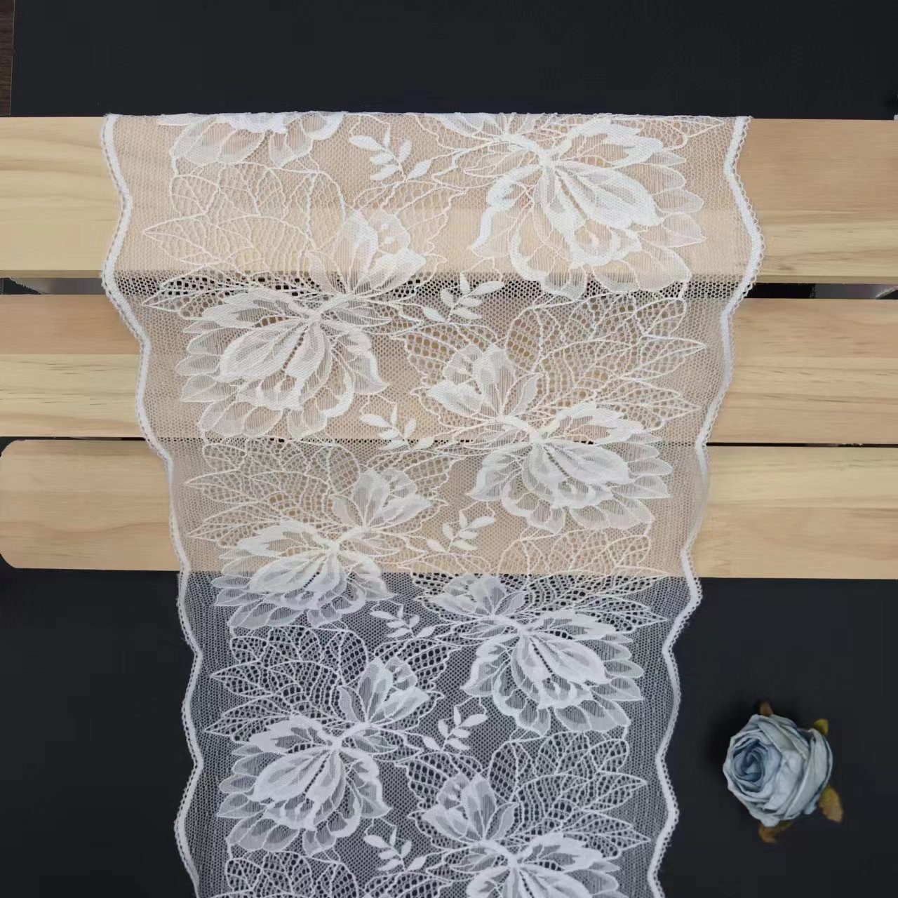 Elegant Custom Guipure Lace border Flower Voile Soft Tulle Nylon Spandex Elastic Lace Trim for Underwear Bra