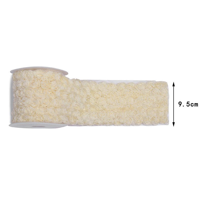 Colored 3d Chiffon Rose Flower Diy Lace Trim Lace Ribbon Lace Dress Decorative Fabric Applique Sewing
