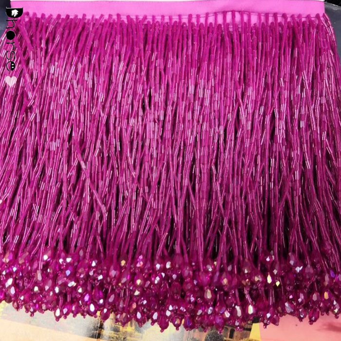 Hot sell fashion bling bling hand sew on ribbon long trim gold beaded fringe trimming for evening wear