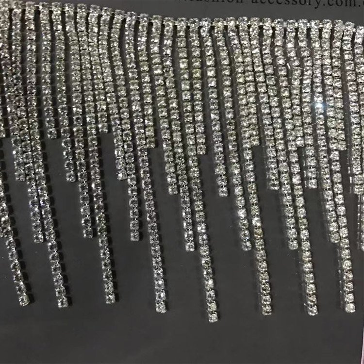 Tassel Rhinestone Fringe Trim, Crystal Rhinestone Chain Fringe Rhinestone Applique, for DIY Decoration and Bridal Embellishment