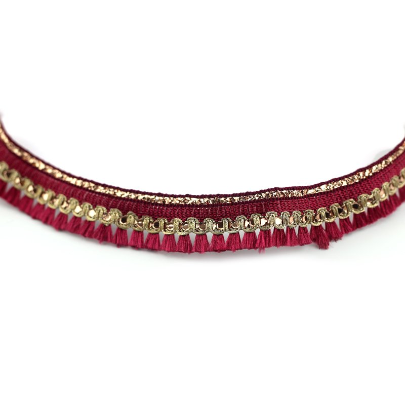 vintage small fringe trimming 2cm tassel fringe lace trims with gold yarn and sequin for garment clothing home textile