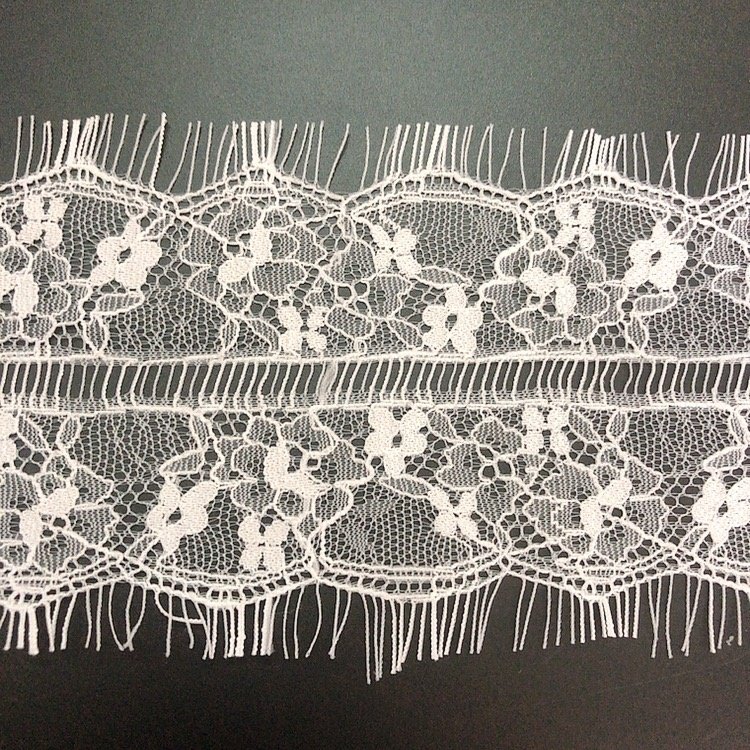 10cm width flower eyelet white elastic chantilly lace trimming LT2091B