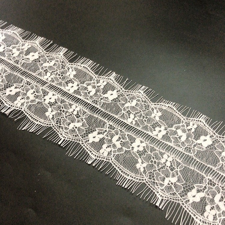 10cm width flower eyelet white elastic chantilly lace trimming LT2091B